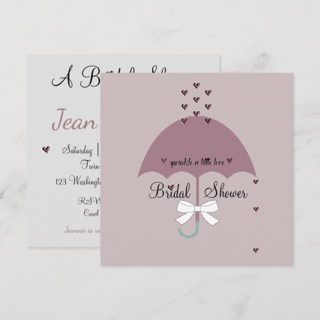 Invitación de fiesta de novias grises y de amor a  (Anverso / Reverso)