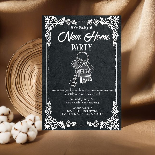 Invitación de fiesta de nueva casa elegante pizarr (Subido por el creador)