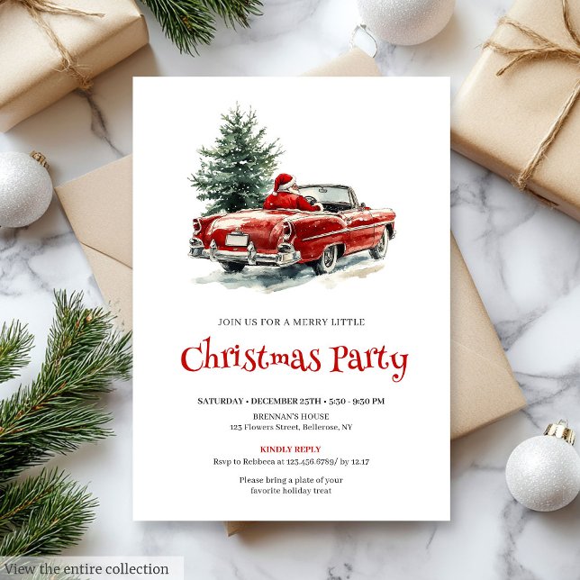 Invitación de fiesta de oficina de corona de pino  (Stylish Santa Pine Wreath Office Party Invitation

)