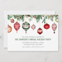 Invitación de fiesta de ornamento navideño festivo