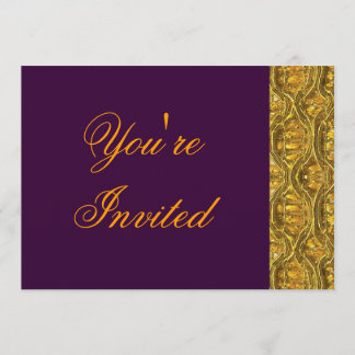 Invitación de fiesta de oro y púrpura profundo