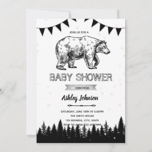 invitación de fiesta de oso negro