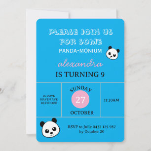 Invitación de fiesta de oso panda lindo – Personal