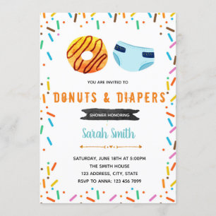 Invitación de fiesta de pañales de donut