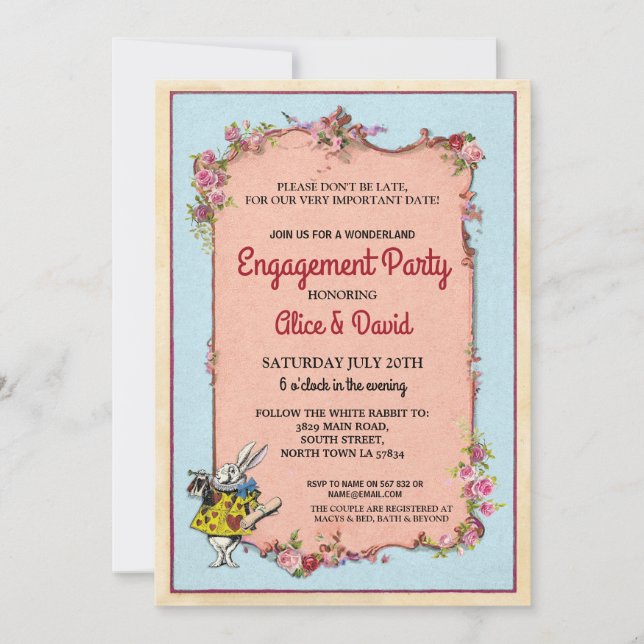 Invitación de Fiesta de pareja de compromiso conej (Anverso)