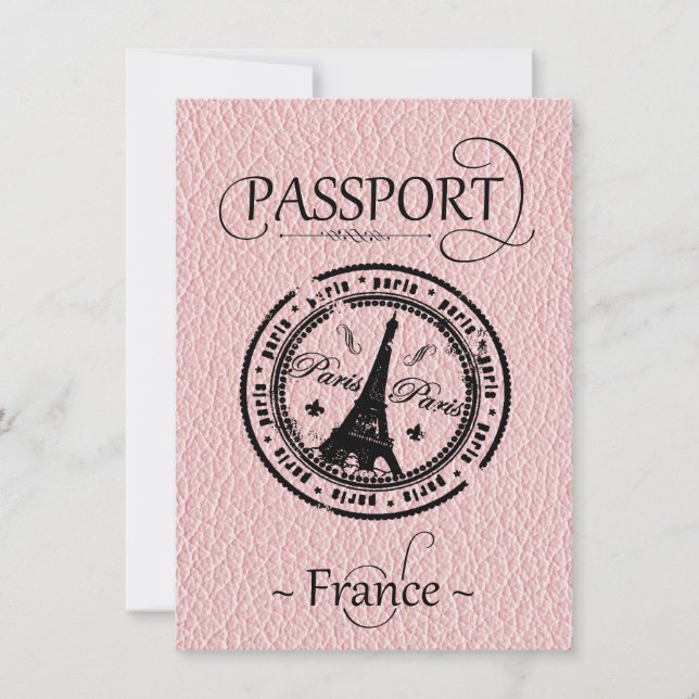 Invitación de Fiesta de pasaporte de Pink France (Anverso)