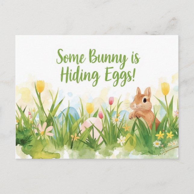 Invitación de fiesta de Pascua con conejo y huevos (Anverso)