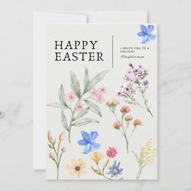 Invitación de fiesta de Pascua floral (Anverso)