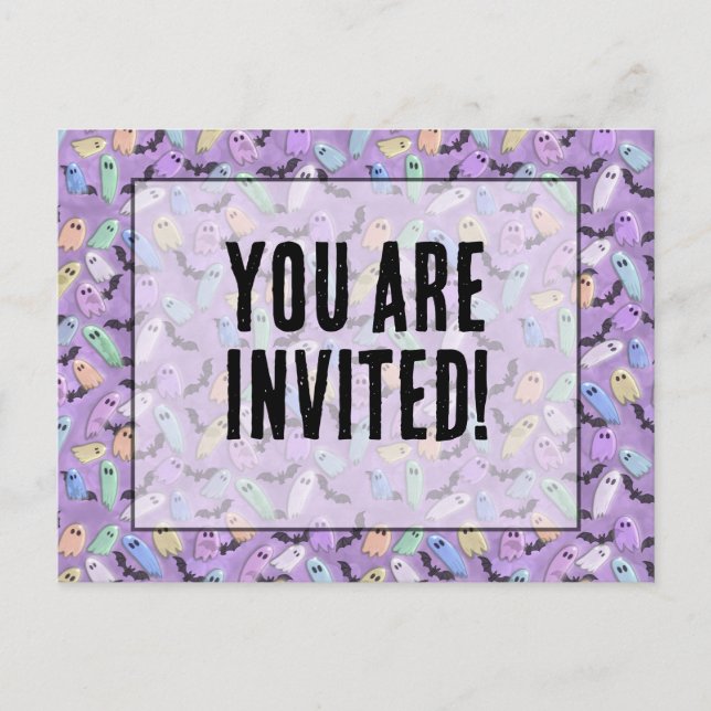 Invitación de Fiesta de Pastel Ghosties (Anverso)