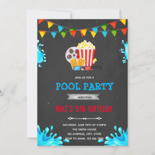 invitación de fiesta de película en la piscina