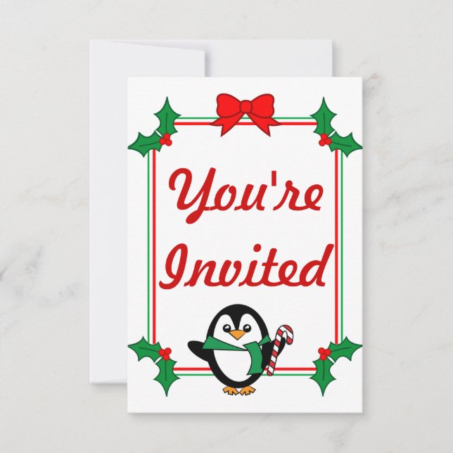 Invitación de Fiesta de penguin de vacaciones (Anverso)
