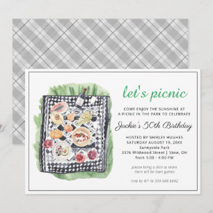 Invitación de fiesta de picnic de verano con acuar
