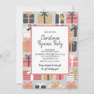 Invitación de fiesta de pijamas de Navidad Regalos