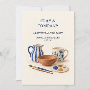 Invitación de fiesta de pintura de cerámica de Cla
