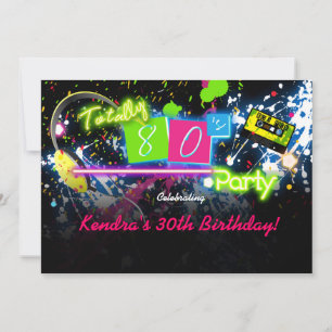 Invitación de fiesta de pintura de neón de los och