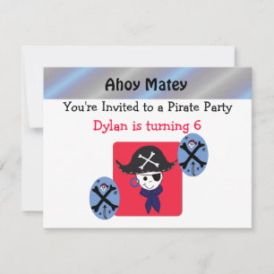 Invitación de fiesta de pirata linda