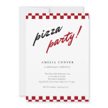 Invitación de fiesta de pizza minimalista neutral 