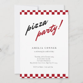 Invitación de fiesta de pizza minimalista neutral 