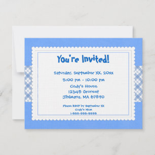 Invitación de Fiesta de plástico azul y blanco