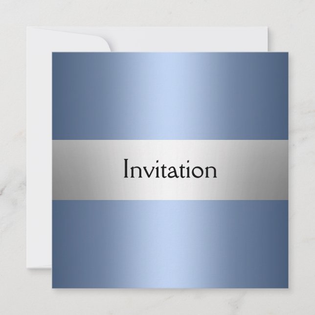 Invitación de fiesta de plata azul claro (Anverso)