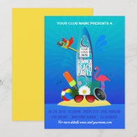 invitación de fiesta de playa del club de verano c