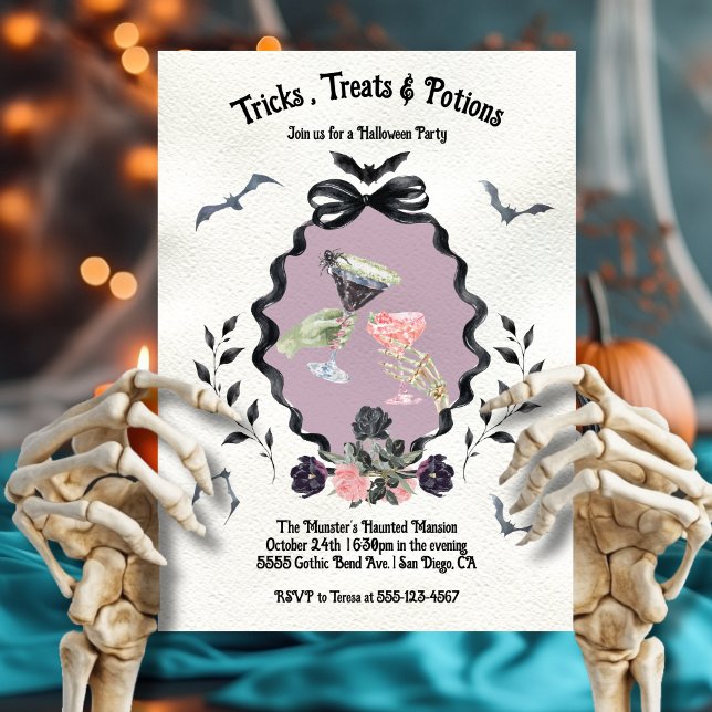 Invitación de fiesta de pociones de Halloween flor (Subido por el creador)
