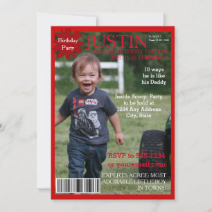 Invitación de fiesta de portada de revista editabl