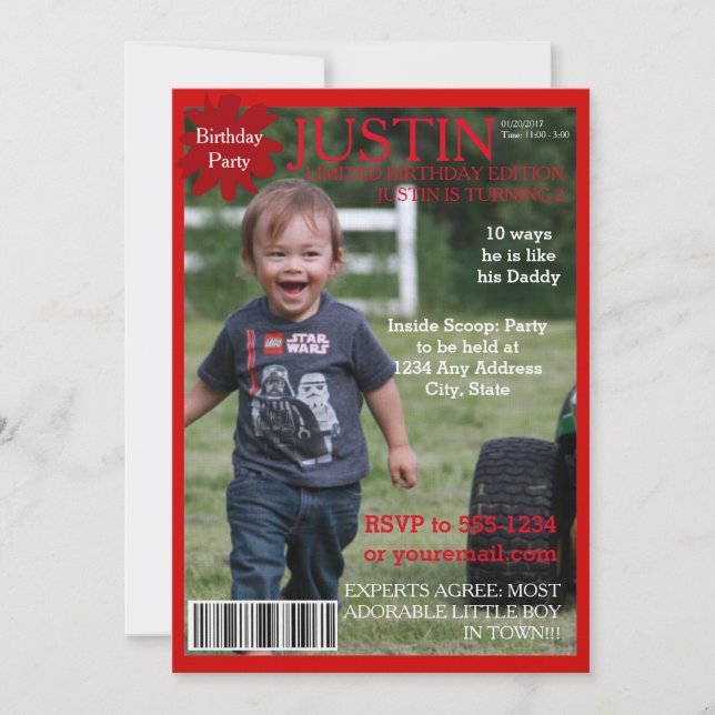 Invitación de fiesta de portada de revista editabl (Anverso)