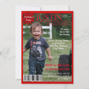 Invitación de fiesta de portada de revista editabl