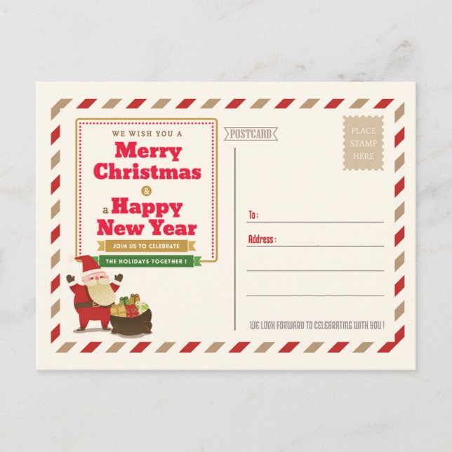 Invitación de fiesta de postales de navidades (Anverso)