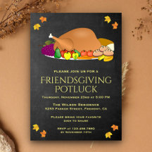 Invitación de fiesta de potluck de Acción de Graci