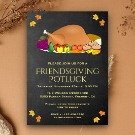 Invitación de fiesta de potluck de Acción de Graci