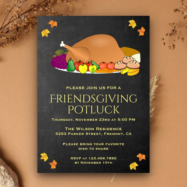 Invitación de fiesta de potluck de Acción de Graci (Subido por el creador)