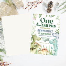 Invitación de Fiesta de primer cumpleaños de Dinos