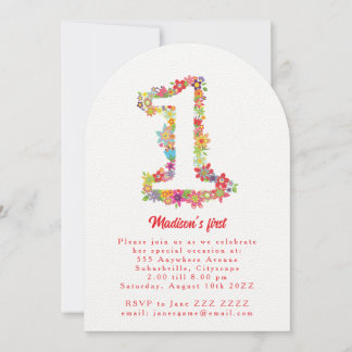 Invitación de Fiesta de primer cumpleaños de la fl