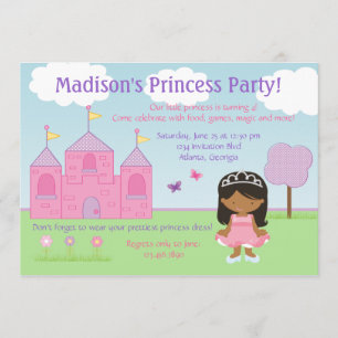 Invitación de fiesta de princesa afroamericana