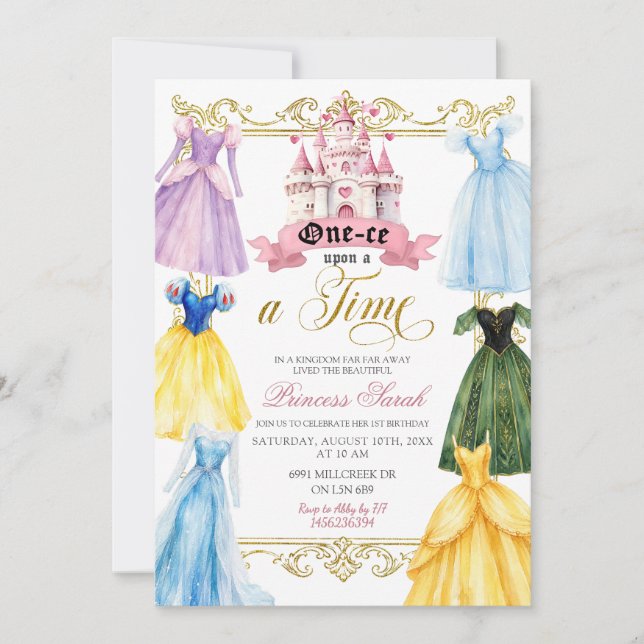 Invitación de fiesta de princesa una vez en la vid (Anverso)
