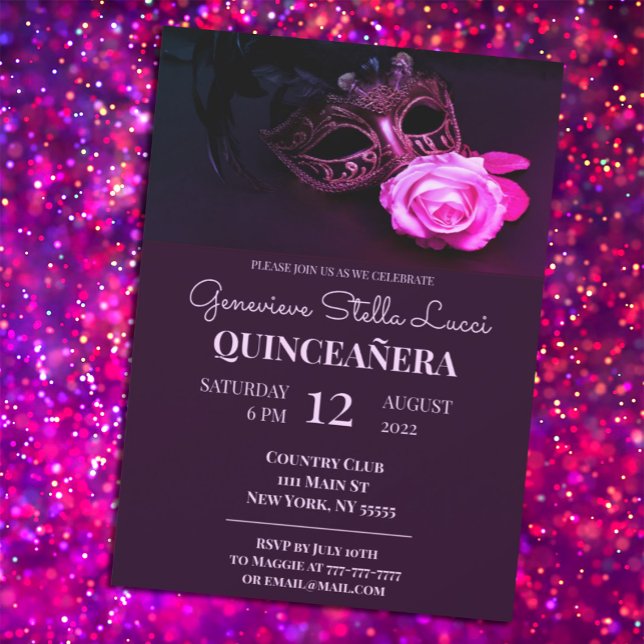 Invitación de fiesta de quinceañera de mascarada r (Subido por el creador)