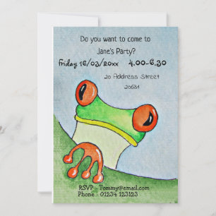 Invitación de Fiesta de rana cuta