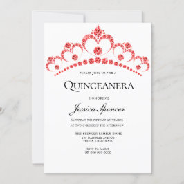 Invitación de Fiesta de Red Diamond Tiara Quincean