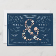 Invitación de fiesta de regadera de parejas floral