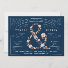 Invitación de fiesta de regadera de parejas floral