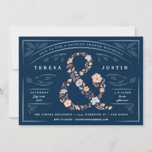 Invitación de fiesta de regadera de parejas floral