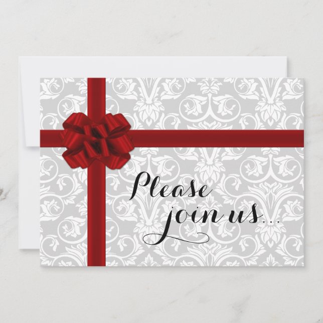 Invitación de fiesta de regalo de la cinta roja (Anverso)