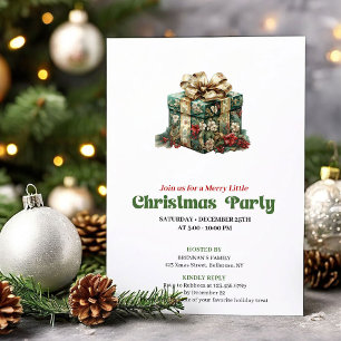 Invitación de fiesta de regalo de Navidad vintage