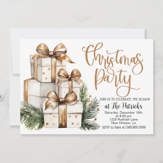 Invitación de fiesta de regalo para navidades (Anverso)