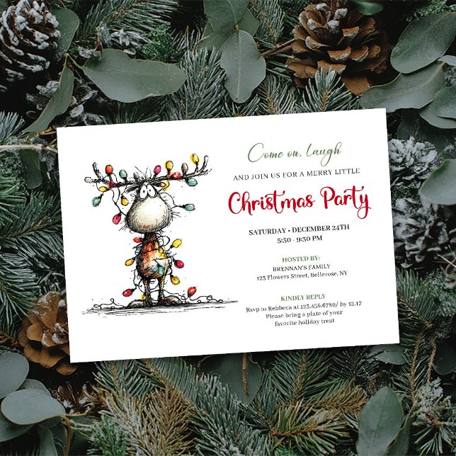 Invitación de fiesta de renos caprichosos acuarela (Watercolor whimsical reindeer party invitation

)