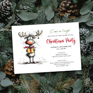 Invitación de fiesta de renos caprichosos dibujado
