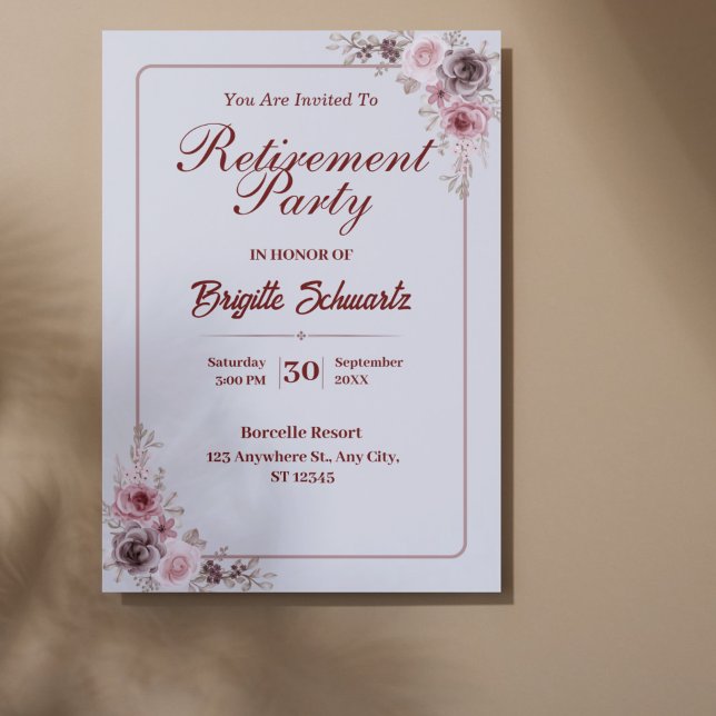 Invitación de Fiesta de retiro de fotografía elega (Elegant Photo Script Retirement Party Invite)