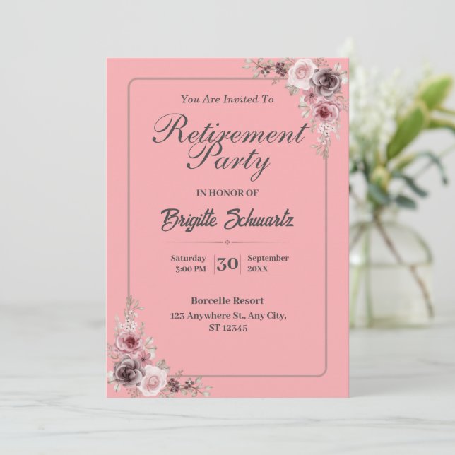 Invitación de Fiesta de retiro de fotografía elega (Anverso de pie)